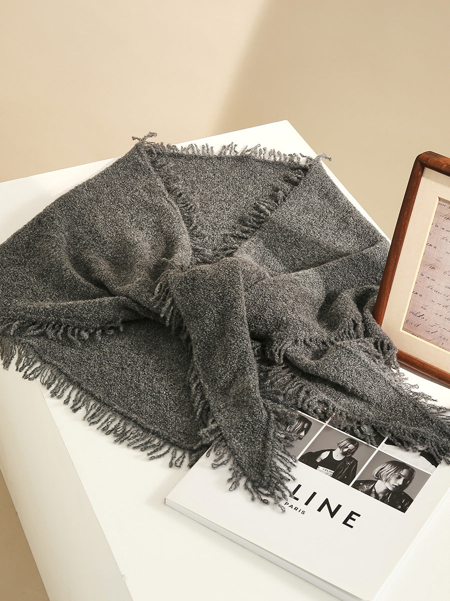 COMOBOCA Women's Fringed Triangle Knit Scarf