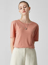 COMOBOCA Pink Women's Essential Round Neck Knit T-Shirt