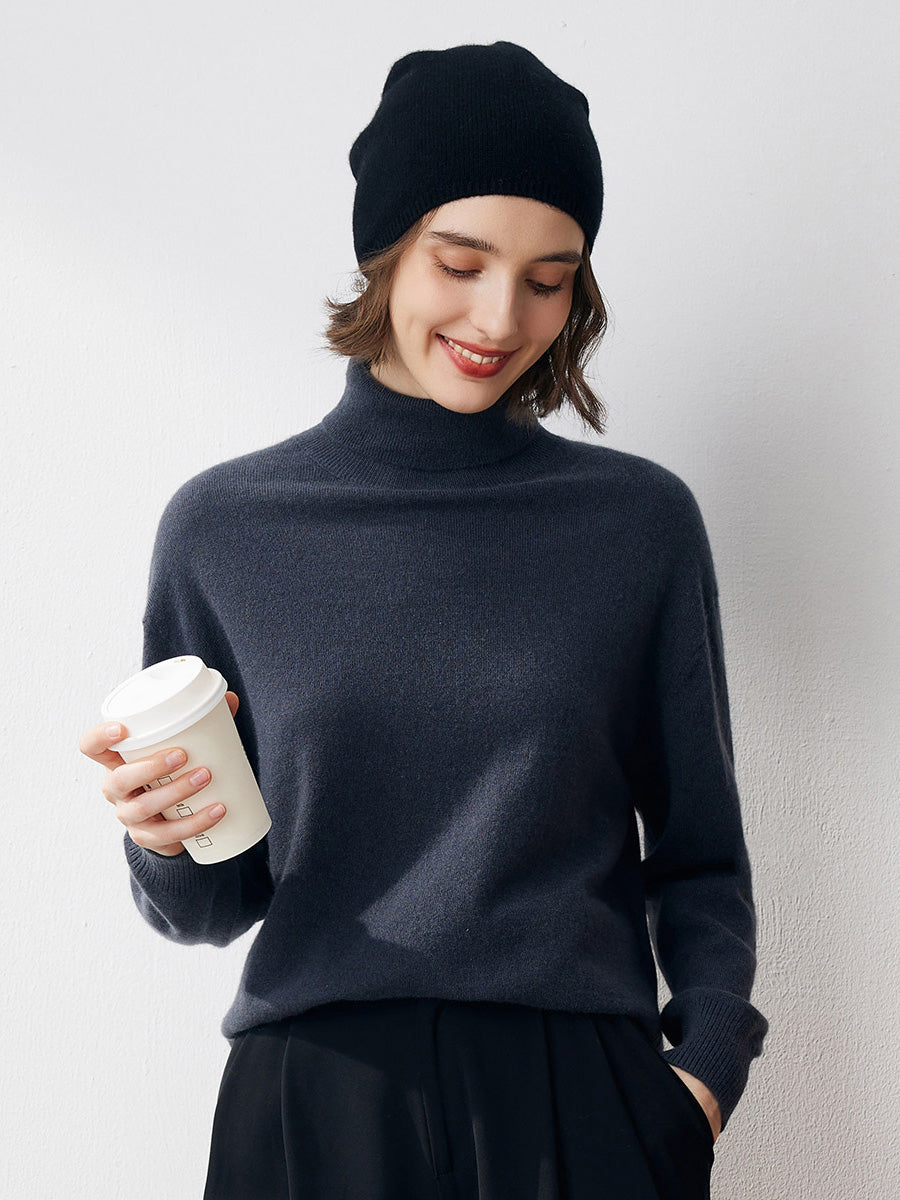 COMOBOCA 100% Cashmere Classic Slouchy Beanie