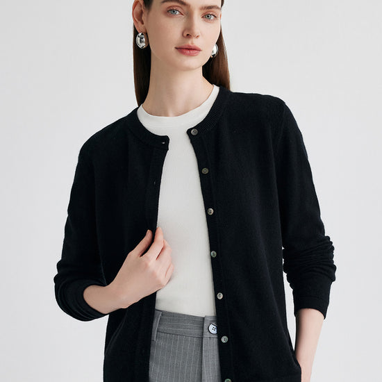 COMOBOCA 100% Cashmere Women's Button-Up Cardigan