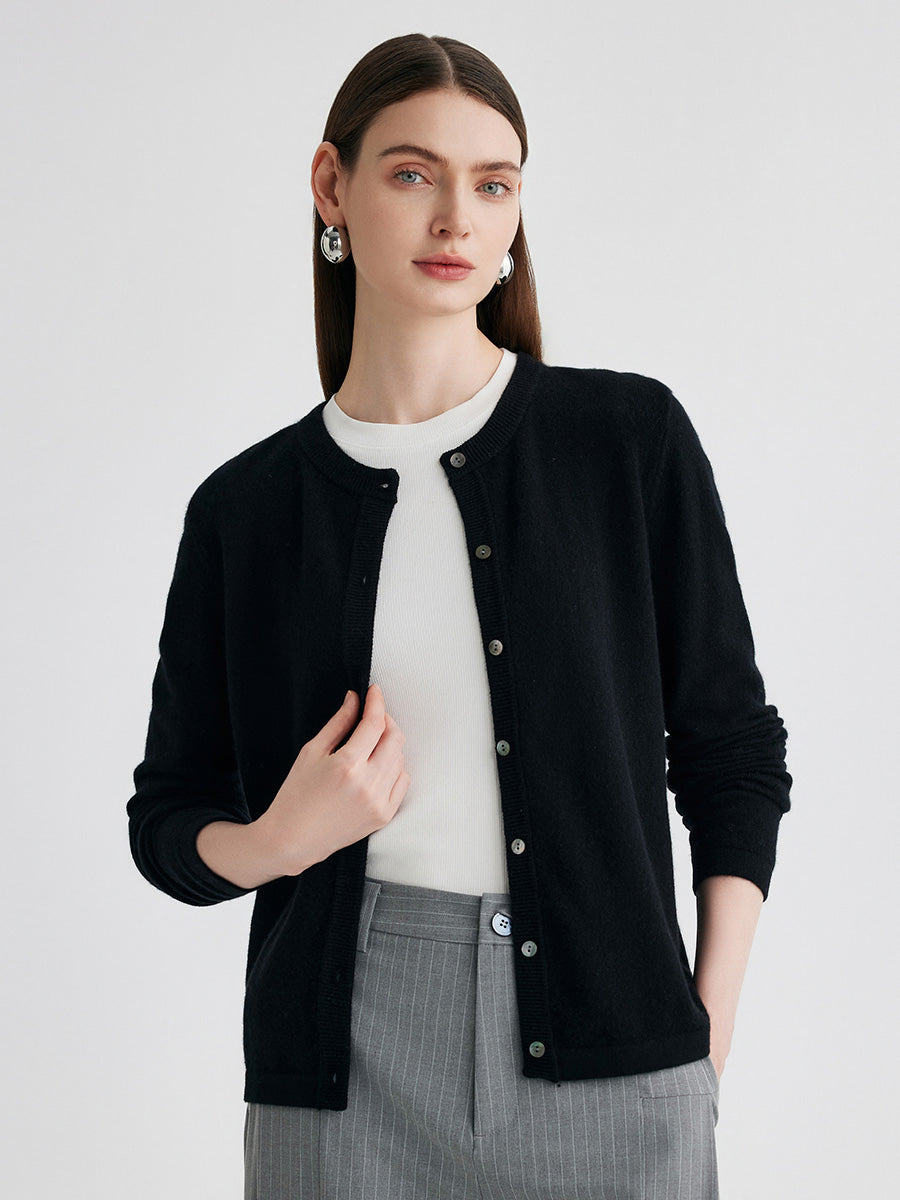 COMOBOCA 100% Cashmere Women's Button-Up Cardigan
