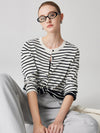 COMOBOCA Women's Striped Button-Up Cardigan