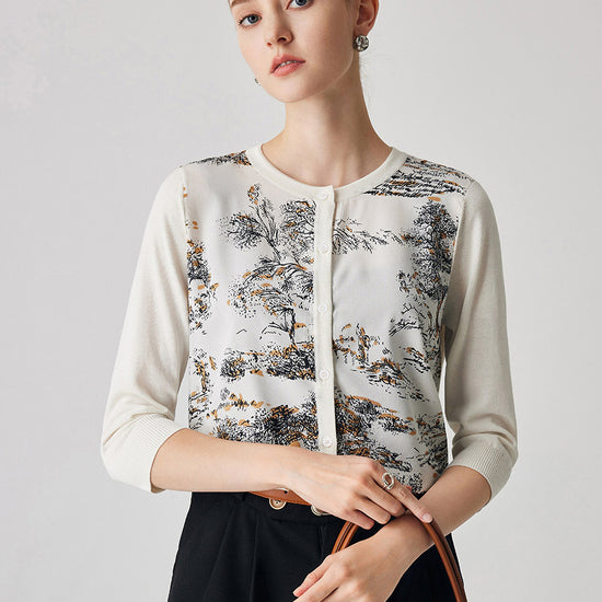 COMOBOCA Women's Floral Patterned Button-Down Cardigan