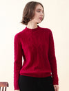 COMOBOCA DEEP RED 100% Cashmere Women's Mock Neck Knit Sweater