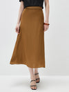 Women's solid color A-line skirt, mulberry silk blend woven