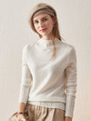 COMOBOCA WHITE 100% Cashmere Women's Mock Neck Knit Sweater