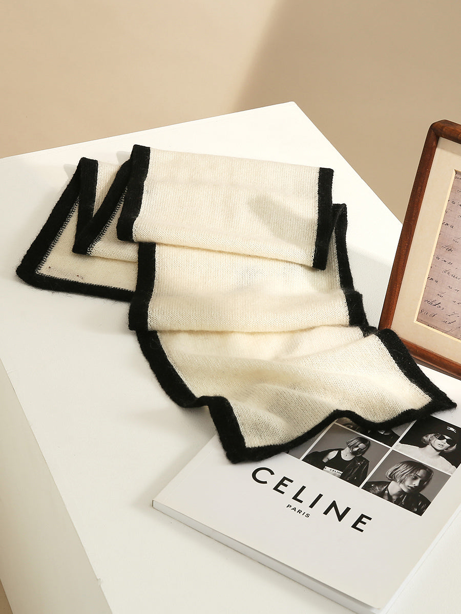 COMOBOCA 100% Cashmere Women's Striped Knit Scarf