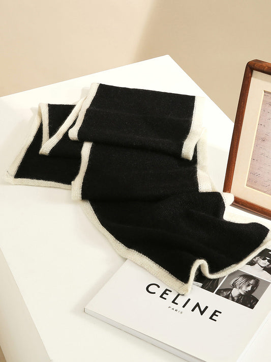 COMOBOCA 100% Cashmere Women's Striped Knit Scarf