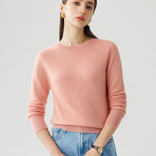 COMOBOCA Sand pink 100% Cashmere Women's Round Neck Sweater