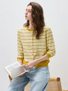 COMOBOCA Women's Striped Color Block Button Front Cardigan