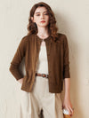 COMOBOCA Brown Women's Classic Ribbed Button Up Cardigan