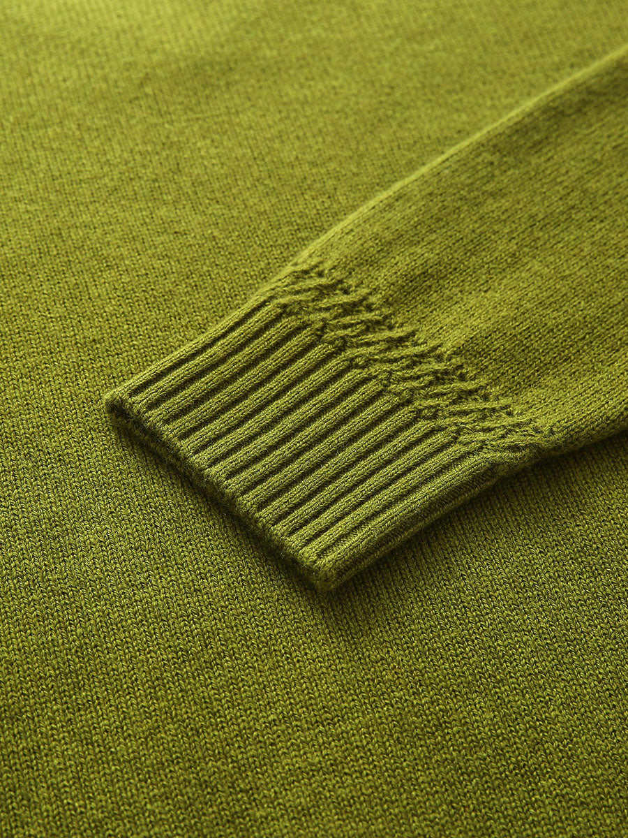 COMOBOCA 100% Wool Women's V-Neck Ribbed Knit Sweater