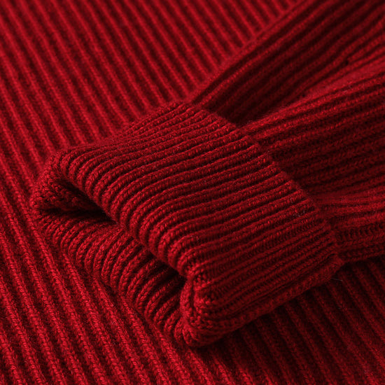 COMOBOCA 100% Wool Women's Half-High Neck Zip Cardigan