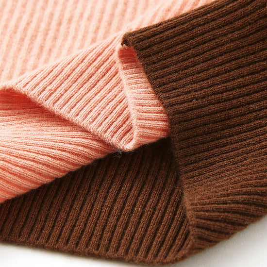 COMOBOCA 100% Cashmere Women's Color Block Knit Sweater