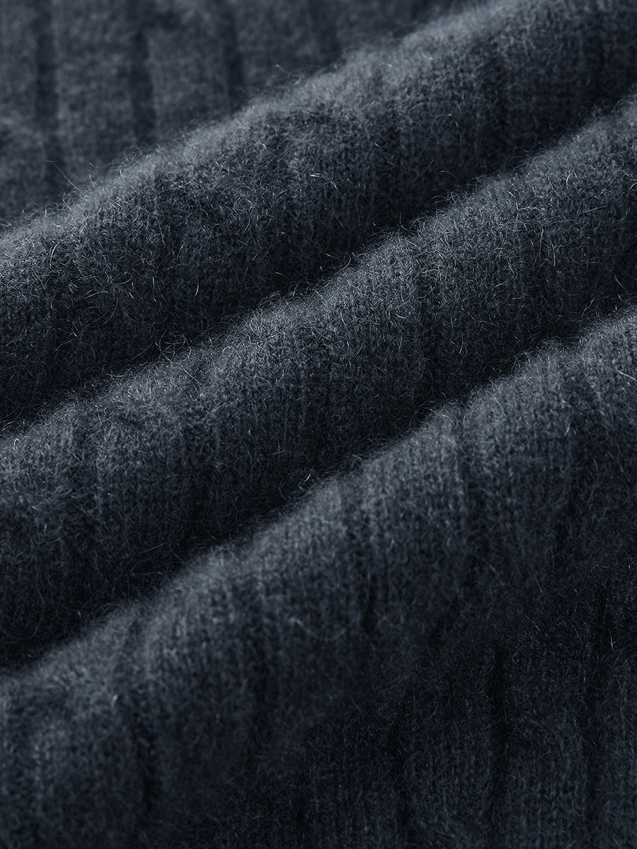 COMOBOCA 100% Cashmere Women's Cable Knit Polo Neck Sweater