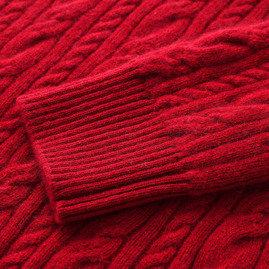 COMOBOCA 100% Cashmere Women's Cable Round Neck Knit Sweater