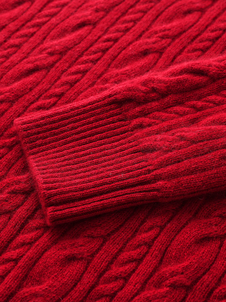 COMOBOCA 100% Cashmere Women's Cable Round Neck Knit Sweater