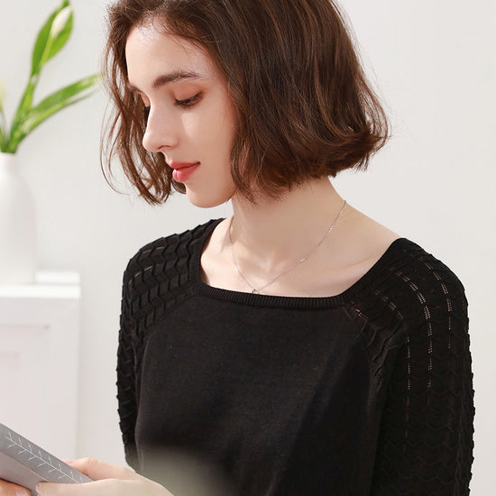 COMOBOCA 100% Mulberry Silk Women's Textured T-Shirt