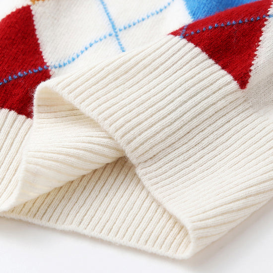 COMOBOCA 100% Cashmere Women's Argyle Pattern Colorful Knit Sweater