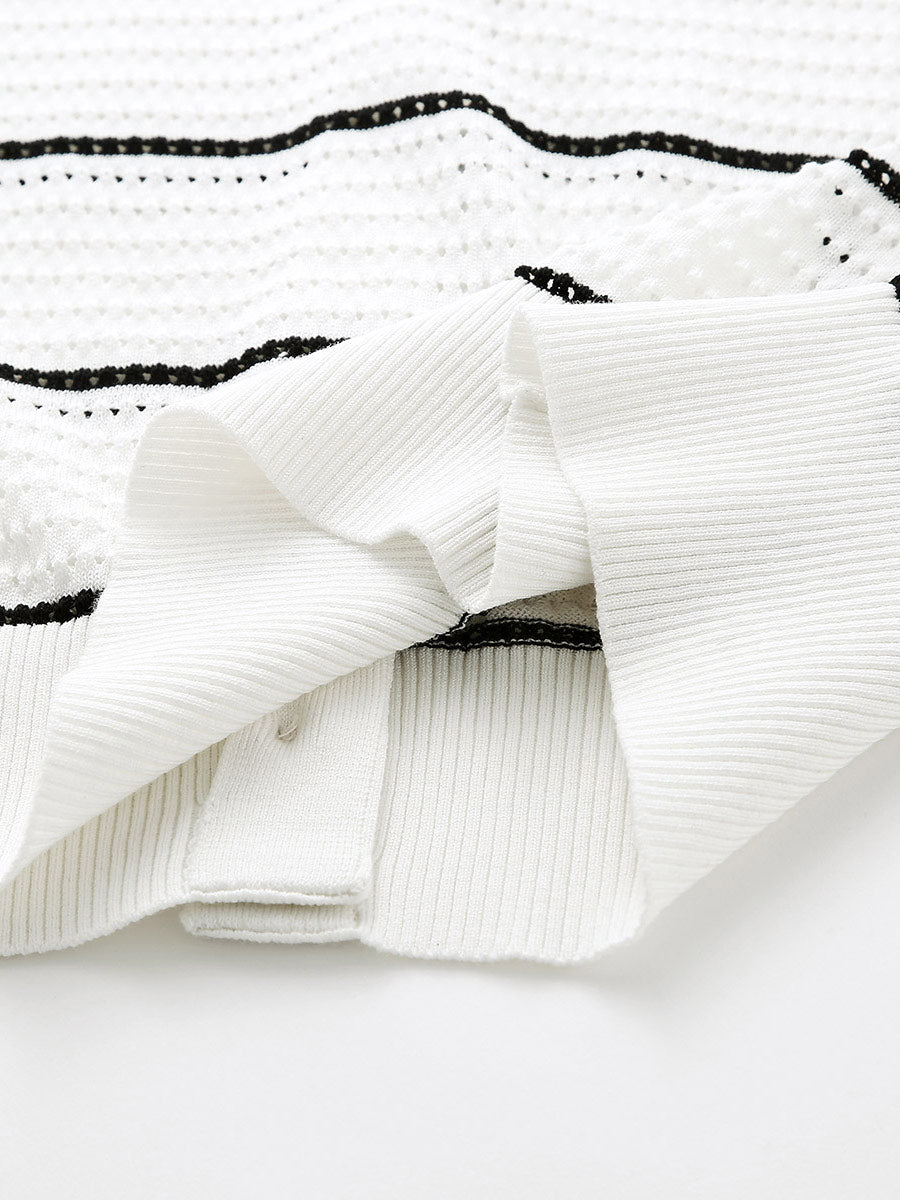 COMOBOCA Women's Striped Ribbed Button Down Cardigan