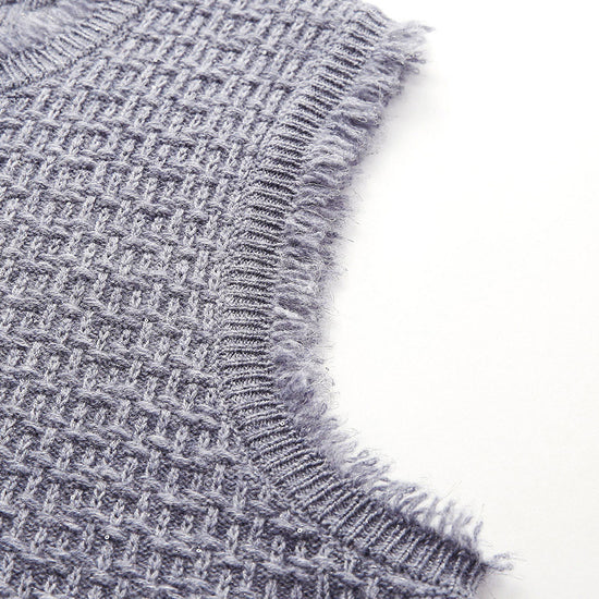 COMOBOCA 100% Wool Women's Button Down Frayed Hem Knit Vest