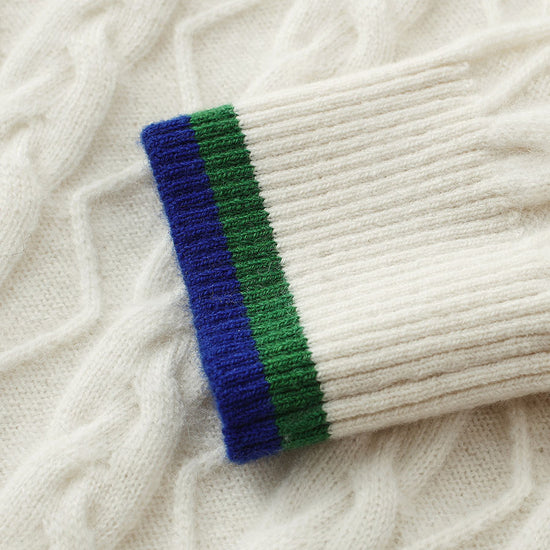 COMOBOCA 100% Wool Kids' Cable Knit Round Neck Sweater