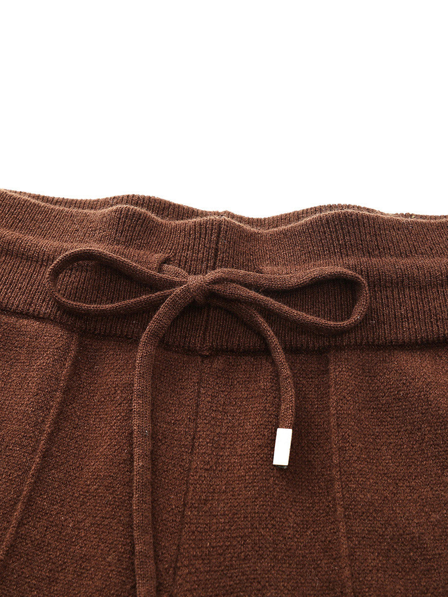 COMOBOCA 100% Wool Women's Wide Leg Pants with Drawstring