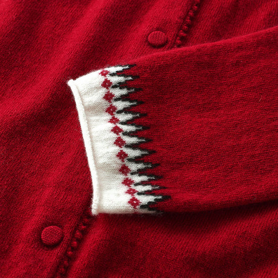 COMOBOCA 100% Cashmere Women's Fair Isle Button Front Cardigan