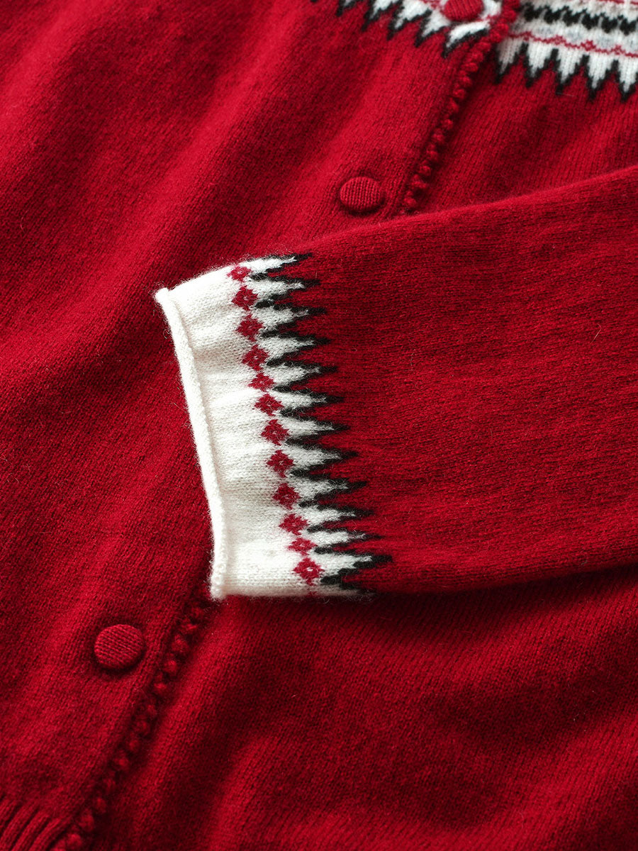 COMOBOCA 100% Cashmere Women's Fair Isle Button Front Cardigan
