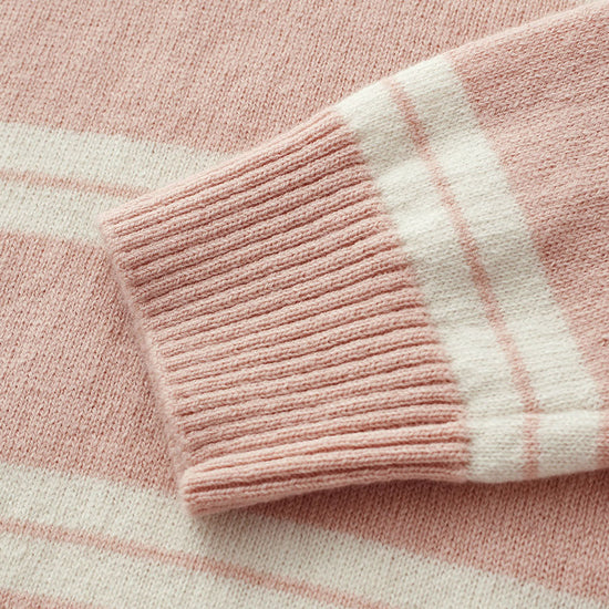 COMOBOCA 100% Wool Kids' Striped Heart Round Neck Sweater