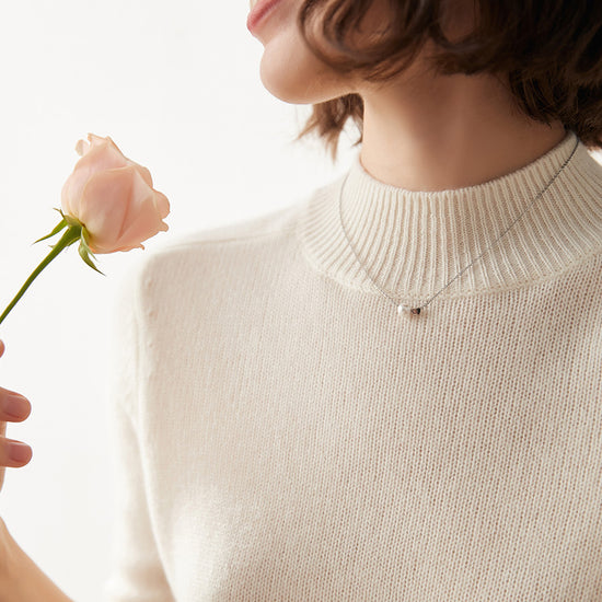 COMOBOCA 100% Cashmere Women's Mock Neck Knit Sweater