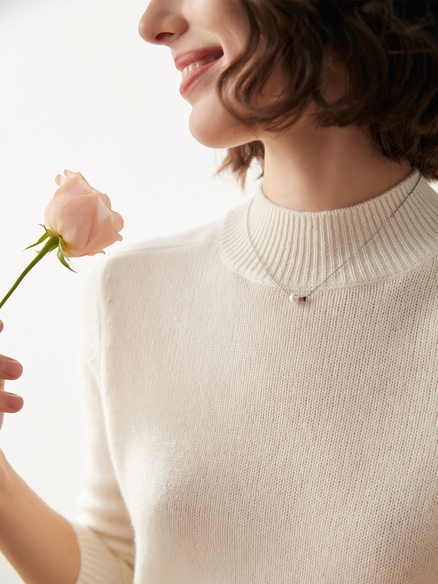 COMOBOCA 100% Cashmere Women's Mock Neck Knit Sweater