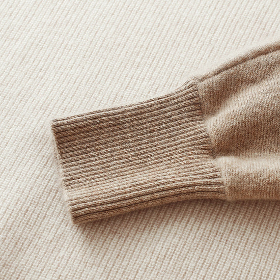 COMOBOCA 100% Cashmere Women's Color Block Round Neck Knit Sweater