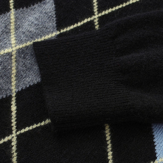 COMOBOCA 100% Wool Kids' Argyle Pattern Round Neck Sweater