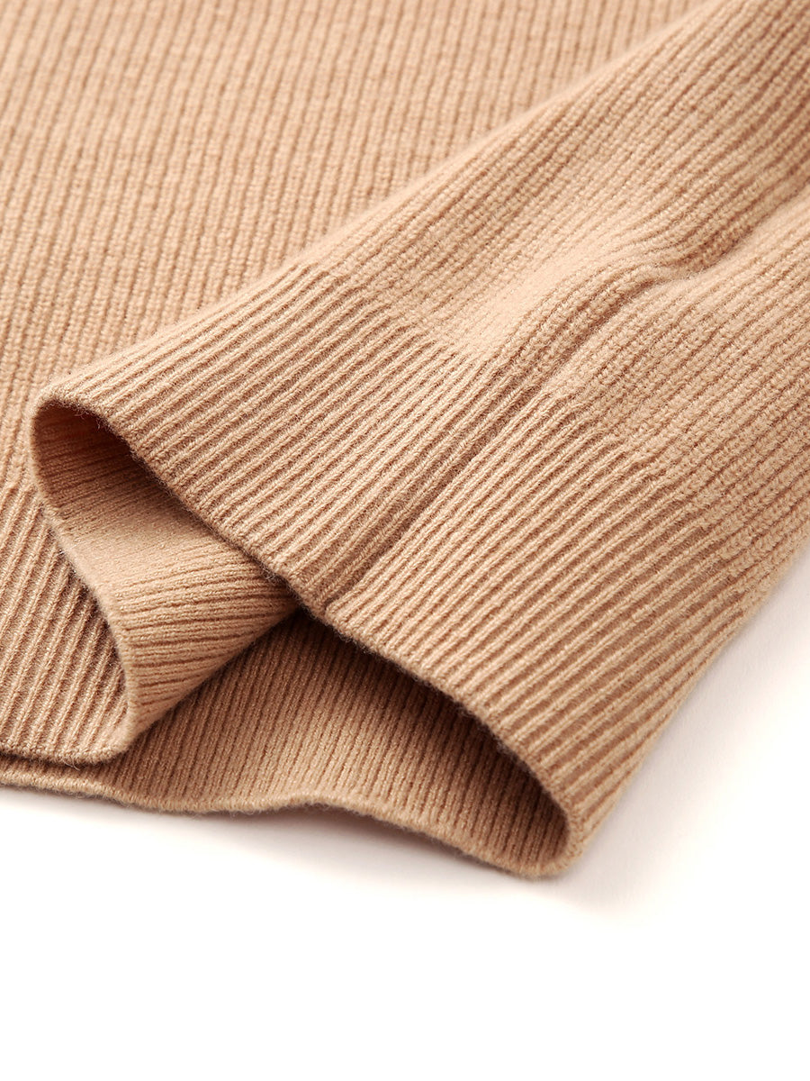 COMOBOCA 100% Wool Women's Dual Zip Cardigan with Pockets