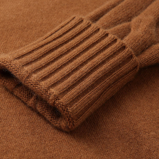 COMOBOCA 100% Cashmere Women's Turtleneck Cable Knit Sweater