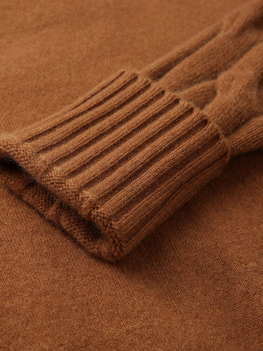 COMOBOCA 100% Cashmere Women's Turtleneck Cable Knit Sweater