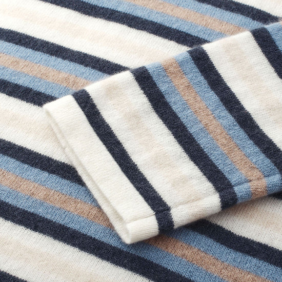 COMOBOCA 100% Cashmere Women's Striped Knit Sweater