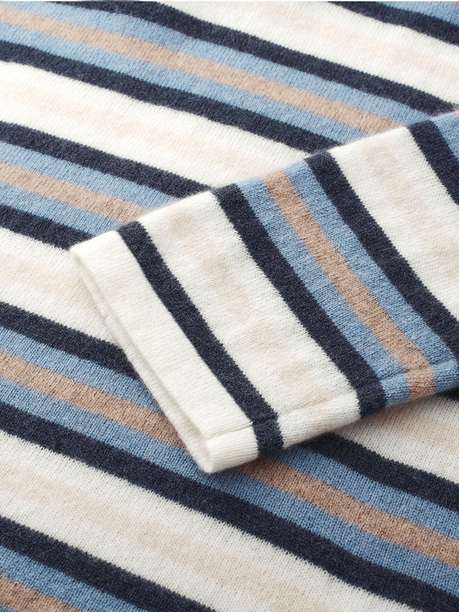 COMOBOCA 100% Cashmere Women's Striped Knit Sweater