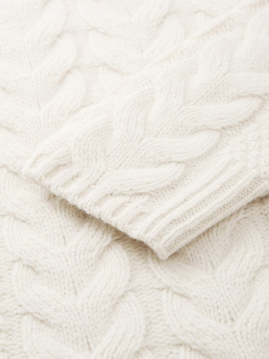 COMOBOCA 100% Wool Women's Cozy Cable Knit Sweater