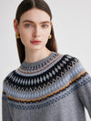 COMOBOCA 100% Cashmere Women's Fair Isle Round Neck Sweater