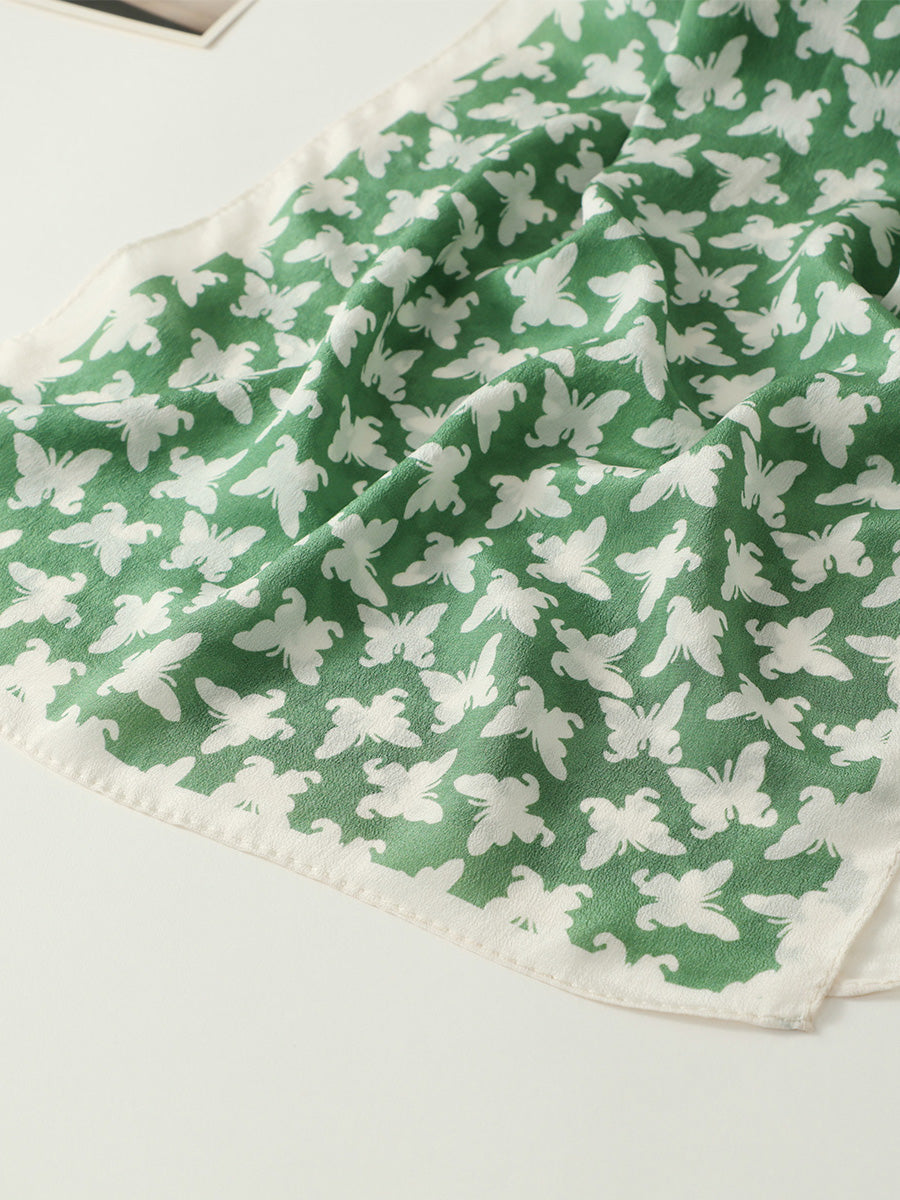COMOBOCA 100% Mulberry Silk Women's Butterfly Print Scarf