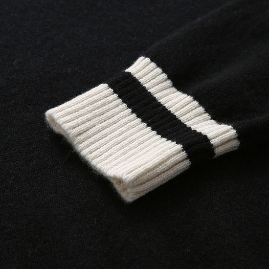 COMOBOCA 100% Cashmere Women's Panda Pattern Polo Collar Sweater