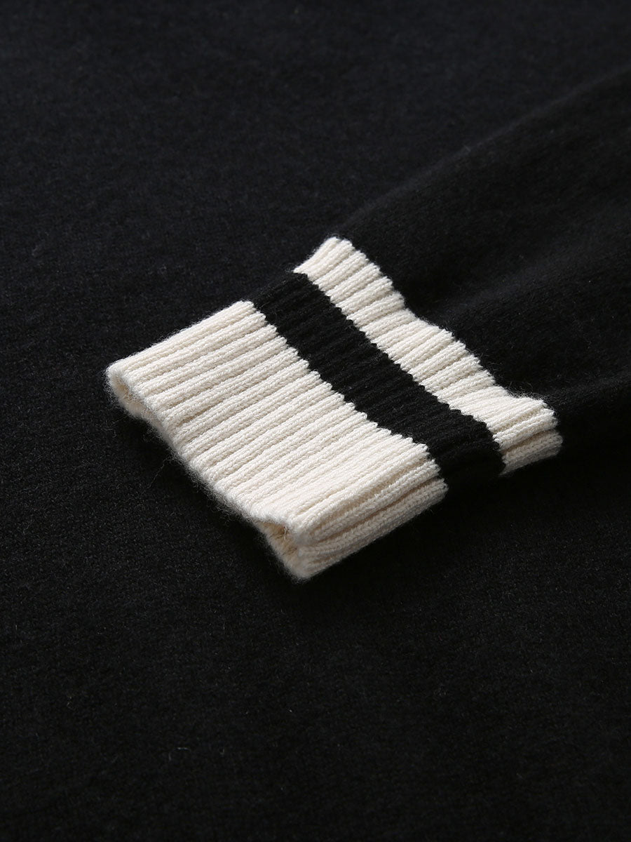 COMOBOCA 100% Cashmere Women's Panda Pattern Polo Collar Sweater