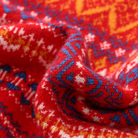 COMOBOCA 100% Wool Women's Fair Isle Patterned Cardigan