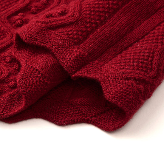 COMOBOCA 100% Wool Women's Vibrant Color Cable Knit Sweater