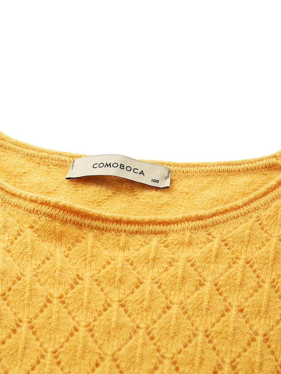 COMOBOCA 100% Cashmere Women's Diamond Pattern Pullover Sweater