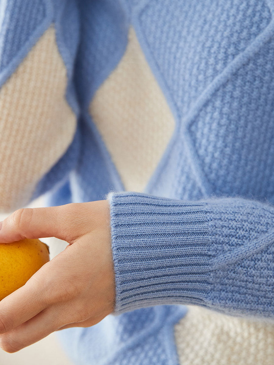 COMOBOCA 100% Cashmere Women's Sweater with Gold&Silver Threads