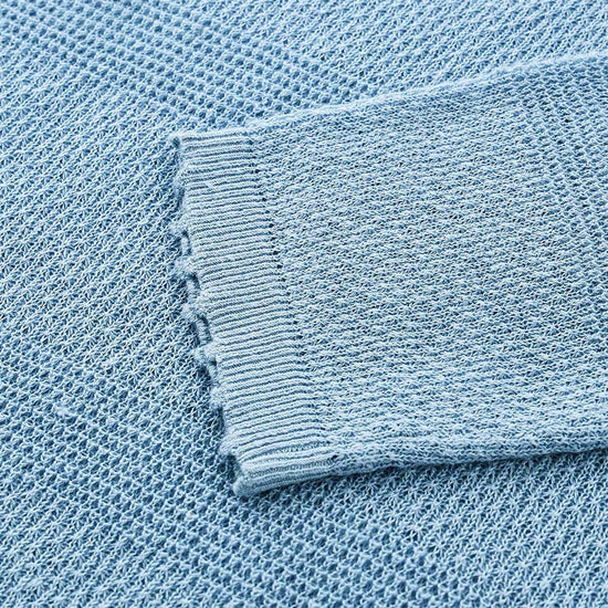 COMOBOCA Women's Tie-Neck Waffle Knit Top