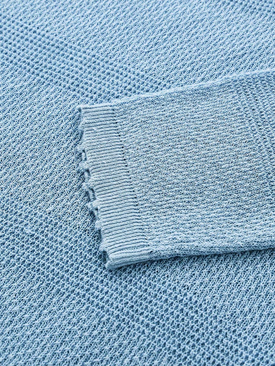 COMOBOCA Women's Tie-Neck Waffle Knit Top